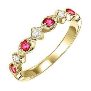 A stackable band from Rottermond’s in-house collection with rubies and diamonds.