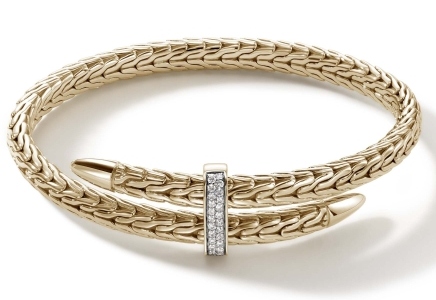 John Hardy Spear flex pavé bracelet in 14K yellow gold with round diamonds