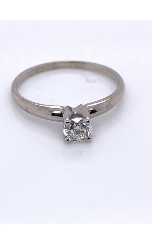 14 Karat White Gold Solitaire Ring Containing One Round Brilliant Diamond