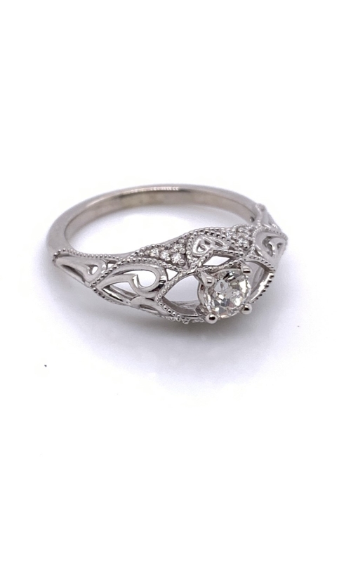 One Vintage 14 Karat White Gold Diamond Ring