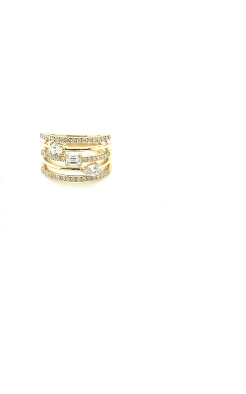 Rottermond Signature:14 Karat Yellow Gold Multi Stone Pave Layered 5 Band Diamond Ring-SIZE 6.5 ONLY