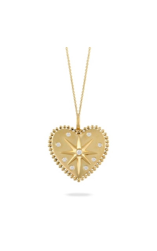 Hot Deals Doves: 18 Karat Yellow Gold and Diamond Satin Finish Celestia Star and Heart Pendant