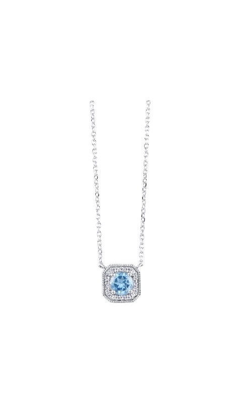 Rottermond Signature:10 Karat White Gold December Birthstone Halo Pendant