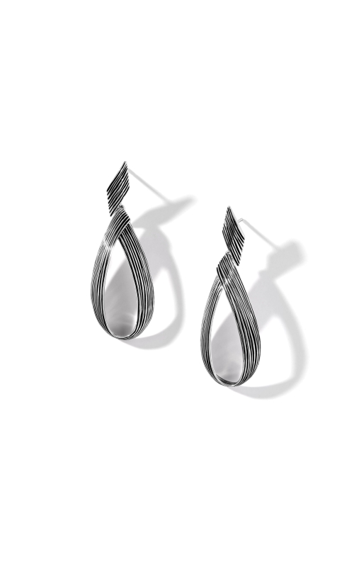 White Sterling Silver John Hardy Bamboo Drop Earrings