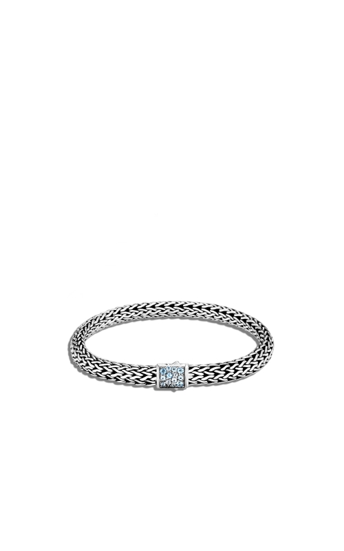 White Sterling Silver John Hardy Classic Chain Reversible Bracelet With Black Sapphire And Swiss Blue Topaz