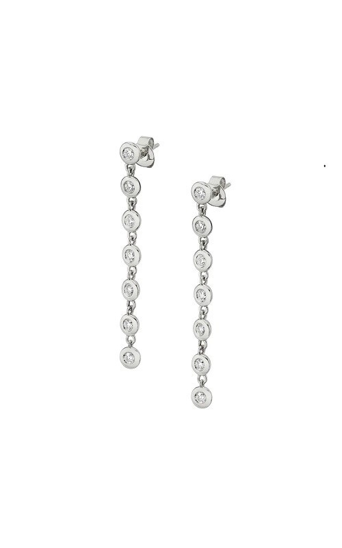 Michael M:14 Karat White Gold  Round Diamond Bezel Tennis Earrings