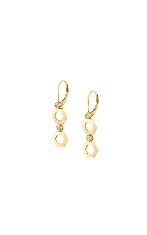 Michael M:14 Karat Yellow Gold Plain Hex Short Infinity Dangle Diamond Earrings