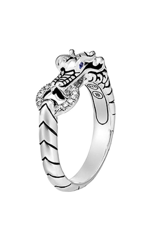 White Sterling Silver Legends Naga Silver Pave Diamond = 0.04ctw Dragon Head Ring