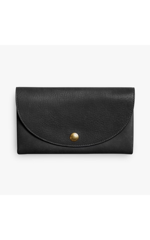 Shinola Birdy Large Snap Wallet Black Natural Grain Leather