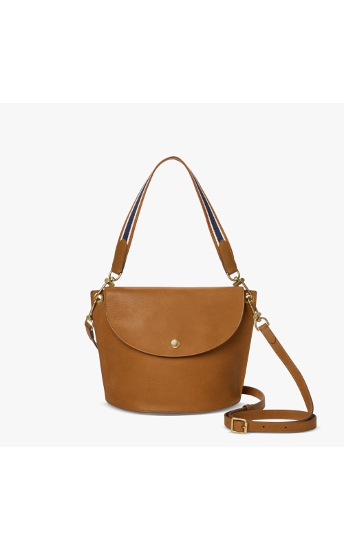 Shinola Convertible Birdy Bucket Bag  Natural Leather  Tan